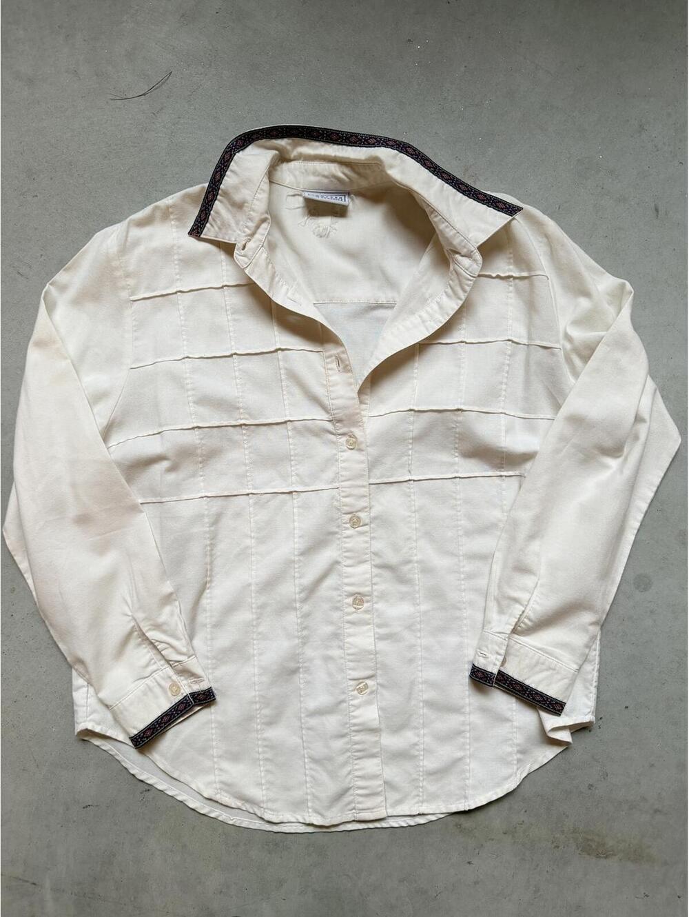 Vintage White Button Up with Patterned Trim by Jantzen Funky Retro